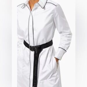 NWOT Karl Lagerfeld Poplin White Shirt Dress with Black Belt